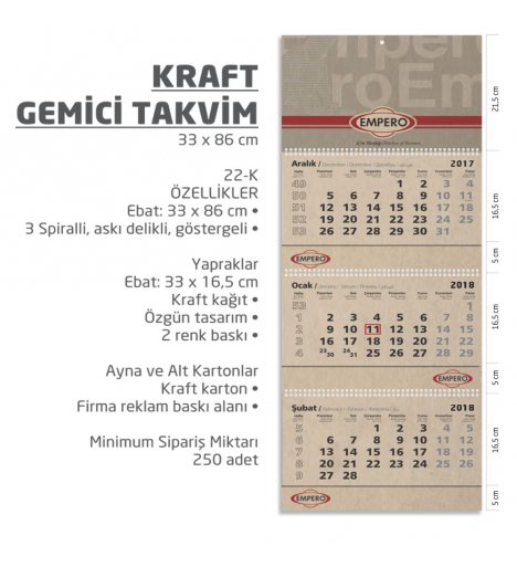  Kraft Sailor Calendar (Kraft Gemici)