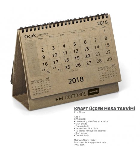 Kraft Triangle Table Calendar (Kraft Masa Takvimi)